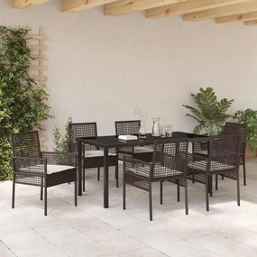vidaXL Σέτ φαγητού για κήπο 7 pcs Καφέ συνθετικό ρατάν
