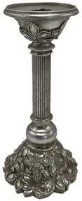 Κηροπήγιο Flower 279-222-159 11x11x26cm Silver Polyresin