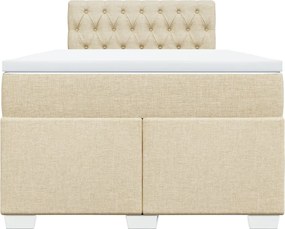 vidaXL Κρεβάτι Boxspring με Στρώμα Κρεμ 120x200 εκ. Υφασμάτινο