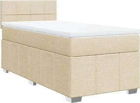 vidaXL Κρεβάτι Boxspring με Στρώμα Κρεμ 90x190 εκ.Υφασμάτινο