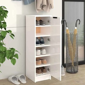 vidaXL Παπουτσοθήκη Γυαλιστερό Λευκό 30x35x100 εκ. Επεξεργασμένο Ξύλο