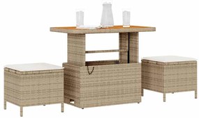 vidaXL Σέτ φαγητού για κήπο Μπεζ συνθετικό ρατάν