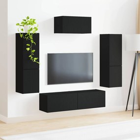 vidaXL Σετ επίπλου τηλεόρασης 4 pcs Μαύρο Επεξεργασμένο Ξύλο