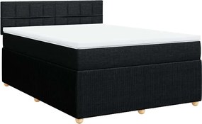 vidaXL Κρεβάτι Boxspring με Στρώμα Μαύρο 140x190 εκ. Υφασμάτινο