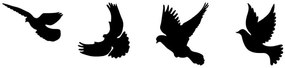 Διακοσμητικό Τοίχου Pigeons (Σετ 4Τμχ) 899SKL2359 13x22/19x20/19x22/17x22cm Black Wallity Μέταλλο