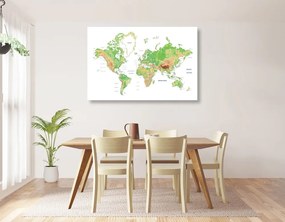 Εικόνα κλασικού παγκόσμιου χάρτη με λευκό φόντο - 60x40