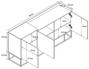 HILTON ΜΠΟΥΦΕΣ SONOMA DECAPE 160x39,5xH80cm - Μέταλλο - 05-0457