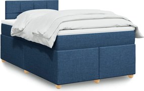 vidaXL Κρεβάτι Boxspring με Στρώμα Μπλε 120x200 εκ. Υφασμάτινο