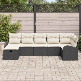 vidaXL Σετ Καναπέ Κήπου 7 pcs Μαύρο και κρεμ 289 x 124 x 85 εκ.