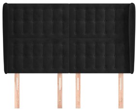 Κεφαλάρι με Πτερύγια Μαύρο 147x23x118/128 εκ. Βελούδινο - Μαύρο