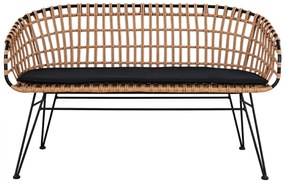 Καναπές Κήπου ArteLibre ARVENIUS Φυσικό/Μαύρο Rattan 124x57x77cm