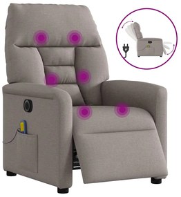 vidaXL Πολυθρόνα Μασάζ Ηλεκτρική Ανακλινόμενη Taupe Υφασμάτινη