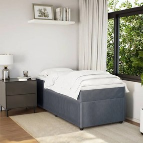 vidaXL Κρεβάτι Boxspring με Στρώμα Σκούρο Γκρι 100x200 εκ. Βελούδινο