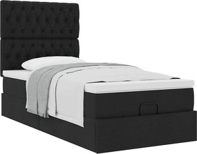 vidaXL Οθωμανικό κρεβάτι με στρώμα Μαύρο 100x200cm Ύφασμα