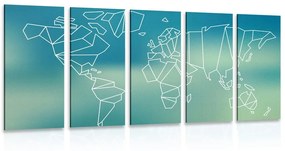 5 μέρη εικόνα στυλιζαρισμένος παγκόσμιος χάρτης - 100x50