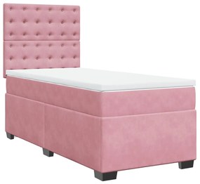 vidaXL Κρεβάτι Boxspring με Στρώμα Ροζ 80 x 200 εκ. Βελούδινο