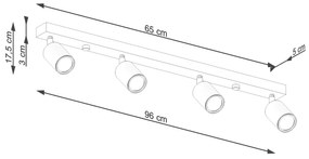 Sollux Φωτιστικό οροφής Verdo 4,4xGU10/10w, Χρώμα λευκό/ξύλο