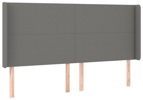 Κεφαλάρι με Πτερύγια Σκούρο Γκρι 163x16x118/128 εκ. Υφασμάτινο - Γκρι