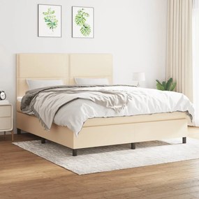 vidaXL Κρεβάτι Boxspring με Στρώμα Κρεμ 180x200 εκ. Υφασμάτινο