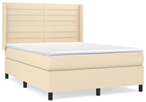 Κρεβάτι Boxspring με Στρώμα Κρεμ 140x200 εκ. Υφασμάτινο - Κρεμ