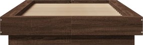 vidaXL Πλαίσιο Κρεβατιού με LED Καφέ Δρυς 90 x 190 εκ. Επεξ. Ξύλο