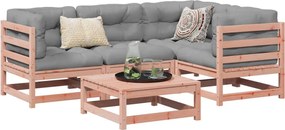 vidaXL Καναπές Κήπου Σετ 5 Τεμ. Μασίφ Ψευδοτσούγκα Ελάτης Μαξιλάρια