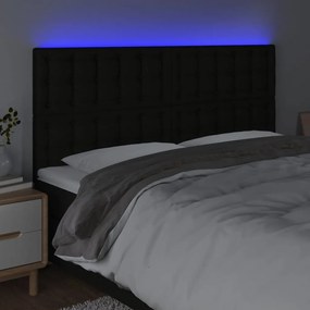Κεφαλάρι Κρεβατιού LED Μαύρο 180x5x118/128 εκ. Υφασμάτινο - Μαύρο