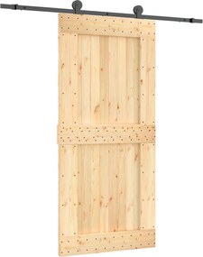 vidaXL Συρόμενη Πόρτα Φυσικό και Μαύρο 95 x 210 cm