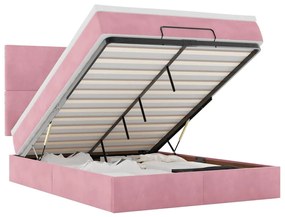 vidaXL Οθωμανικό κρεβάτι με στρώματα Ροζ 140x190cm Βελούδο