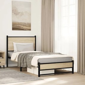 vidaXL Σκελετός Κρεβ. Χωρίς Στρώμα Sonoma Δρυς 80x200 εκ. Μεταλλικό