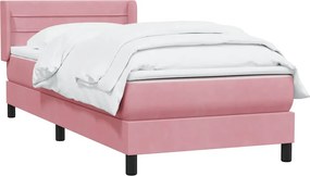 vidaXL Box Spring κρεβάτι με στρώμα ροζ 90x210 εκ. Βελούδινο