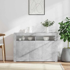 vidaXL Μπουφές με LED Γκρι Σκυροδέματος 115,5x30x75 εκ.