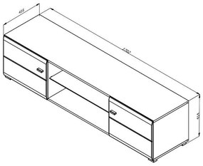 Έπιπλο Τηλεόρασης Rex Λευκό - Λευκή Λάκα 170x41x41 εκ.