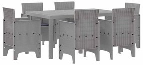vidaXL Σέτ φαγητού για κήπο 7 pcs Ανοιχτό γκρι Rattan Polt