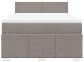 Κρεβάτι Boxspring με Στρώμα Taupe 160x200 εκ. Υφασμάτινο - Μπεζ-Γκρι