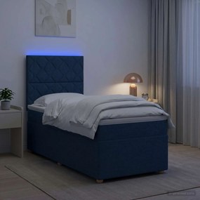 vidaXL Κρεβάτι box spring με στρώμα Μπλε 80 x 200 cm Ύφασμα