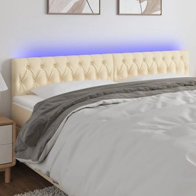 Κεφαλάρι Κρεβατιού LED Κρεμ 200x7x78/88 εκ. Υφασμάτινο 3121975