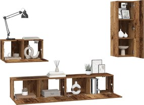 vidaXL Τηλεοπτική Κάβα Τοίχου 4 pcs Παλιό Ξύλο Επεξεργασμένο ξύλο