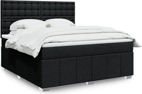 vidaXL Κρεβάτι Boxspring με Στρώμα Μαύρο 180x200 εκ. Υφασμάτινο