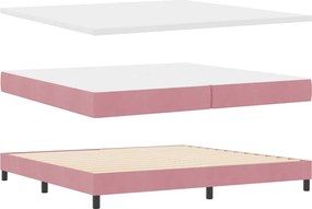 vidaXL Κρεβάτι με ελατήρια με κεφαλάρι Ροζ 200 x 200 cm Βελούδο
