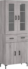 vidaXL Ντουλάπι Γκρι Sonoma 69,5 x 34 x 180 εκ. Επεξεργασμένο Ξύλο