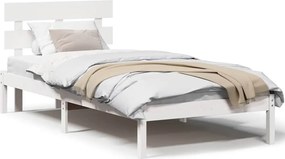 vidaXL Σκελετός Κρεβατιού Λευκό 75 x 190 cm Μασίφ ξύλο πεύκου