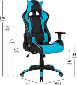 ΠΟΛΥΘΡΟΝΑ GAMING DARIUS HM1072.08 ΜΑΥΡΗ-ΣΙΕΛ 66,5x70x(122-129) cm