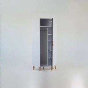 Γωνιακή Ντουλάπα Timmy Λευκό-Γραφίτη-Γκρι 71.3x71.3x199cm