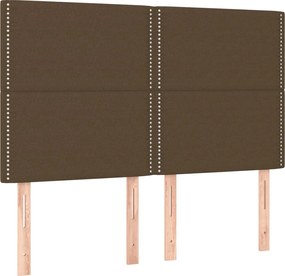 vidaXL Κρεβάτι Boxspring με Στρώμα Σκούρο Καφέ 140x190 εκ. Υφασμάτινο