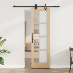 vidaXL Συρόμενη πόρτα  με σετ υλικών 61x198.5 εκ Στερεό ξύλο πεύκου