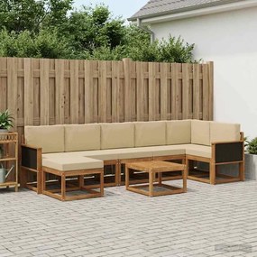 vidaXL Σειρά Καναπέ Εξωτερικού 8 pcs Φυσικό και Μπεζ Πολυεστέρας