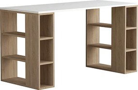 Γραφείο εργασίας Colmar Megapap χρώμα λευκό - sapphire oak 140x60x75εκ