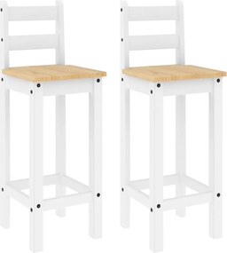 vidaXL Καρέκλες Μπαρ 2 τεμ. Λευκό Μασίφ Ξύλο Πεύκου