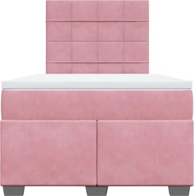 vidaXL Κρεβάτι Boxspring με Στρώμα Ροζ 120x190 εκ. Βελούδινο